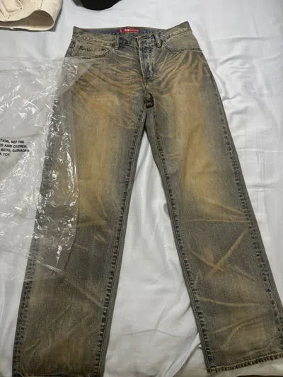 Pre-owned Supreme Regular Jean (fw25) Dirty Indigo In Hand!!! In Sand