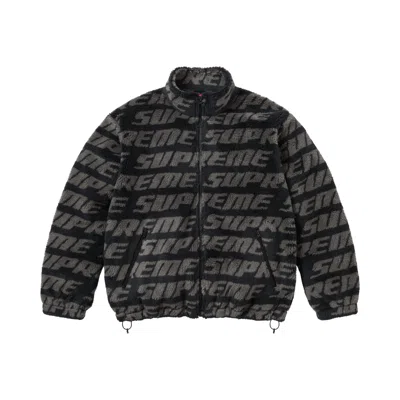 Pre-owned Supreme Repeat Jacquard Fleece Jacket 'black' | Men's Size Xl