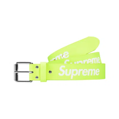 Pre-owned Supreme Repeat Leather Belt 'fluorescent Yellow' | Men's Size L