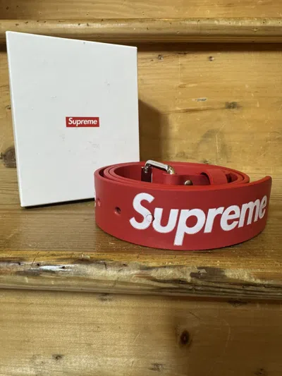 Pre-owned Supreme Repeat Leather Belt (fw25) Red - Size Large