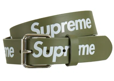 Pre-owned Supreme Repeat Leather Belt In Olive