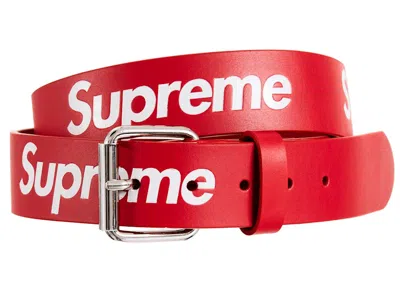 Pre-owned Supreme Repeat Leather Belt In Red
