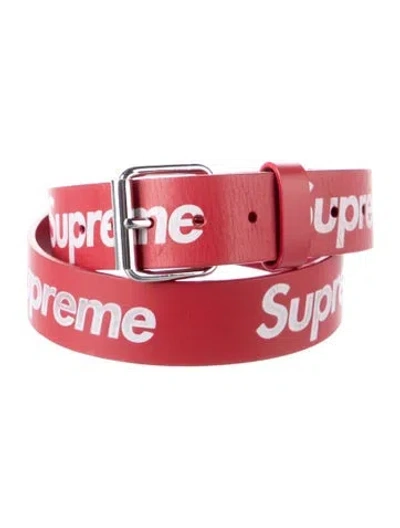 Pre-owned Supreme Repeat Leather Belt In Red