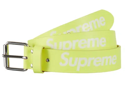 Pre-owned Supreme Repeat Leather Belt (ss23) In Fluorescent Yellow