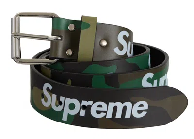 Pre-owned Supreme Repeat Leather Belt (ss24) In Woodland Camo