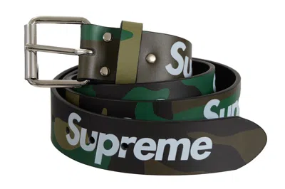Pre-owned Supreme Repeat Leather Belt (ss24) Woodland Camo