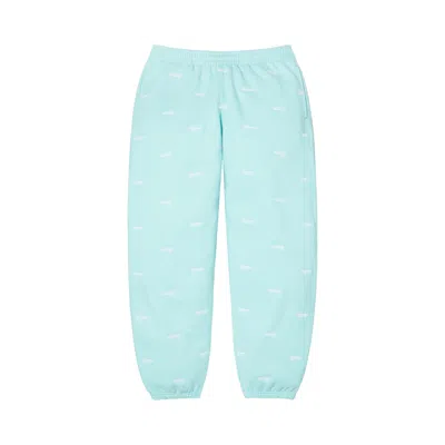 Pre-owned Supreme Repeat Script Sweatpant 'aqua' | Blue | Men's Size S