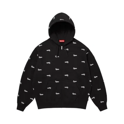 Pre-owned Supreme Repeat Script Zip Up Hooded Sweatshirt 'black' | Men's Size L