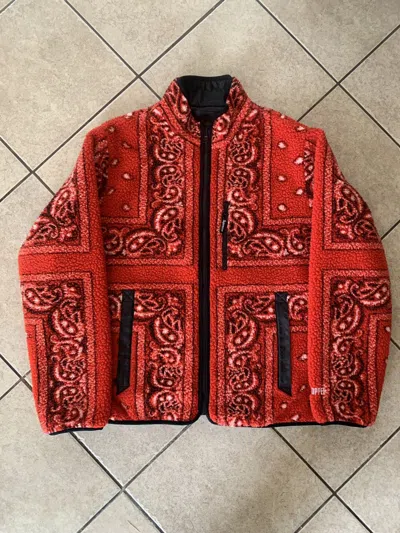 Pre-owned Supreme Reversible Bandana Fleece Jacket Fw19 Paisley In Red