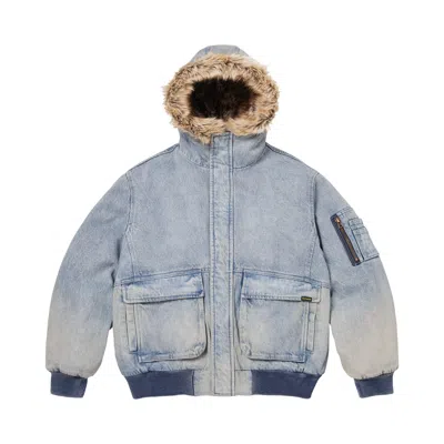 Pre-owned Supreme Reversible Faux Fur Hooded Work Jacket 'denim' | Blue | Men's Size Xxl
