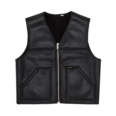 Pre-owned Supreme Reversible Faux Shearling Work Vest 'black'