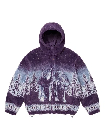 Supreme Reversible Hooded Fleece Jacket In Purple