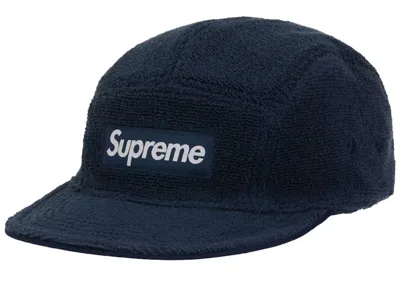 Pre-owned Supreme Reversible Terry Camp Cap In Navy Blue