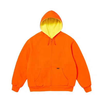 Pre-owned Supreme Reversible Work Zip Up Hooded Sweatshirt 'bright Orange' | Men's Size Xxl