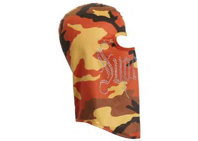 Pre-owned Supreme Rhinestone Balaclava In Orange Camo