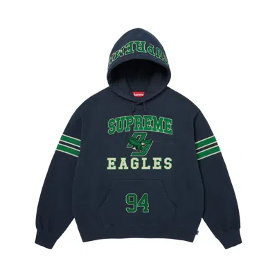 Pre-owned Supreme Rhinestone Eagle Hooded Sweatshirt 'navy' | Blue | Men's Size Xl