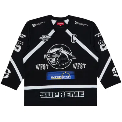 Pre-owned Supreme Rhinestone Hockey Jersey 'black' | Men's Size L