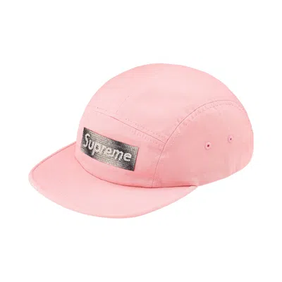 Pre-owned Supreme Rhinestone Label Camp Cap 'pink' | Men's Size Onesize