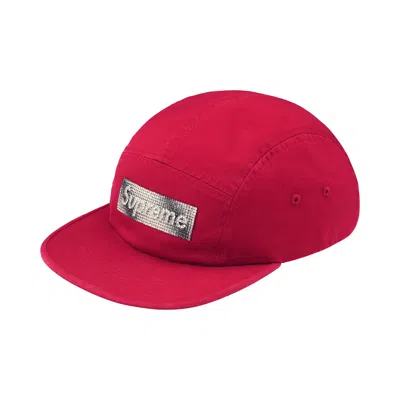 Pre-owned Supreme Rhinestone Label Camp Cap 'red' | Men's Size Onesize