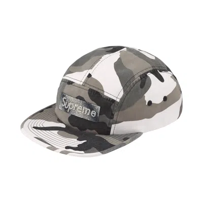 Pre-owned Supreme Rhinestone Label Camp Cap 'snow Camo' | White | Men's Size Onesize