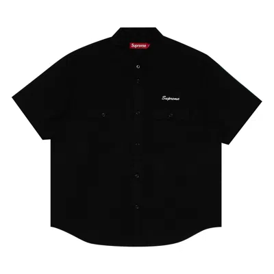 Pre-owned Supreme Rhinestone Pin Up Short-sleeve Work Shirt 'black' | Men's Size L