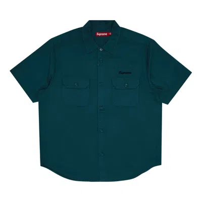 Pre-owned Supreme Rhinestone Pin Up Short-sleeve Work Shirt 'work Green' | Men's Size L