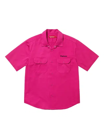 Supreme Rhinestone Pin Up "ss25-fuchsia" Work Shirt In Pink