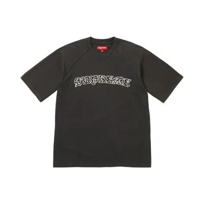 Pre-owned Supreme Rhinestone Raglan Short-sleeve Top 'black' | Men's Size L