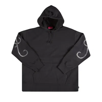 Pre-owned Supreme Rhinestone Script Hooded Sweatshirt 'black'