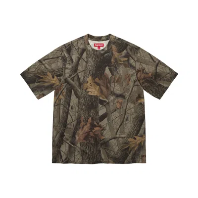 Pre-owned Supreme Rhinestone Script Short-sleeve Top 'realtree Hardwoods Camo' | Brown | Men's Size M