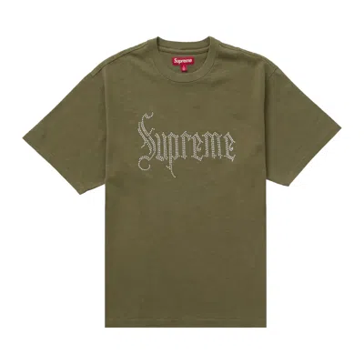 Pre-owned Supreme Rhinestone Short-sleeve Top 'olive' | Green | Men's Size L