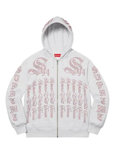 Supreme Rhinestone "ss22- Ash Grey" Hoodie