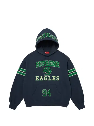 Supreme Rhinestone-eagle Hoodie In Blue