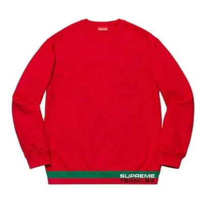 Supreme Rib Stripe Crewneck 'red'