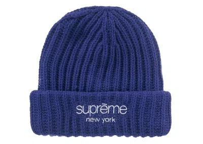 Pre-owned Supreme Ribbed Beanie (fw22) In Dark Royal In Purple