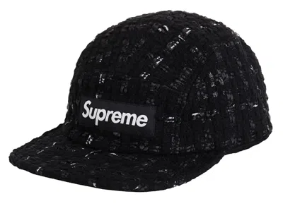 Pre-owned Supreme Ribbon Boucle Camp Cap In Black