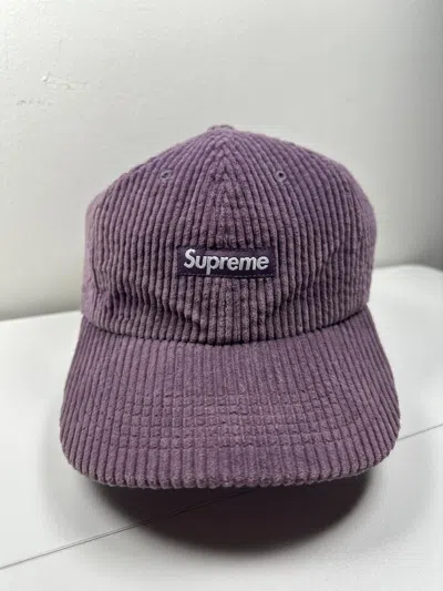 Pre-owned Supreme Ripple Corduroy Small Box 6-panel Cap Hat In Purple