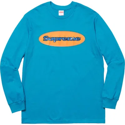 Pre-owned Supreme Ripple Long Sleeve Tee Shirt In Blue