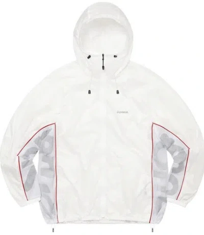 Pre-owned Supreme Ripstop Hooded Windshell Jacket Zip Up White Ss22 Sz L