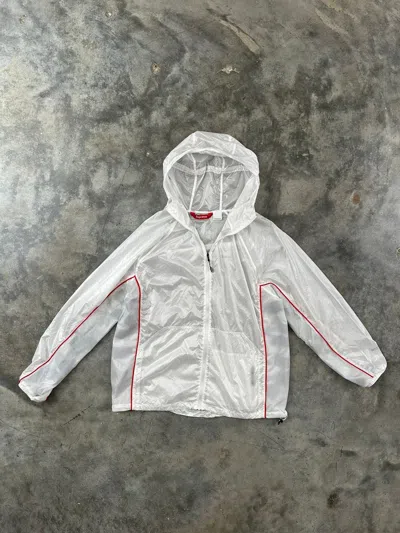 Pre-owned Supreme Ripstop Hooded Windshell White + Red Box Logo Medium