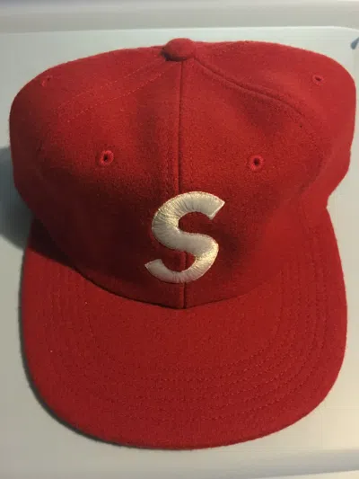 Pre-owned Supreme S Logo 6 Panel Cap Red Fw15 In Multicolor