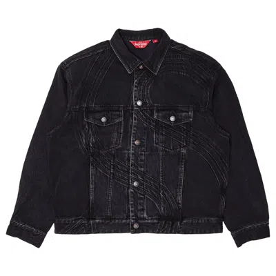 Pre-owned Supreme S Logo Denim Trucker Jacket 'washed Black'