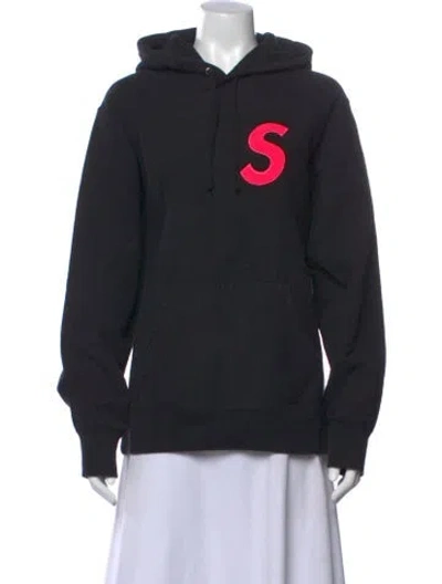 Pre-owned Supreme S Logo Graphic Print Hoodie In Black