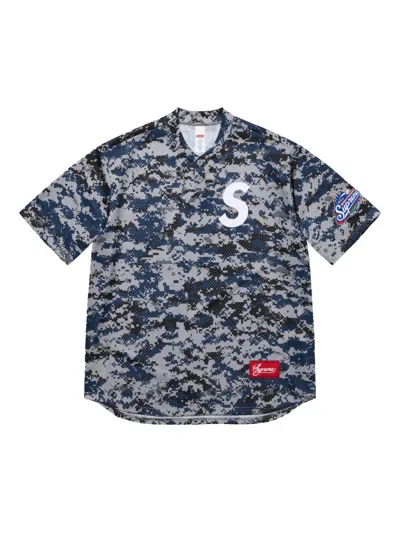 Supreme S Logo Henley Top In Blue
