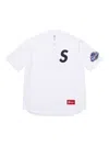 Supreme S Logo Henley Top In White