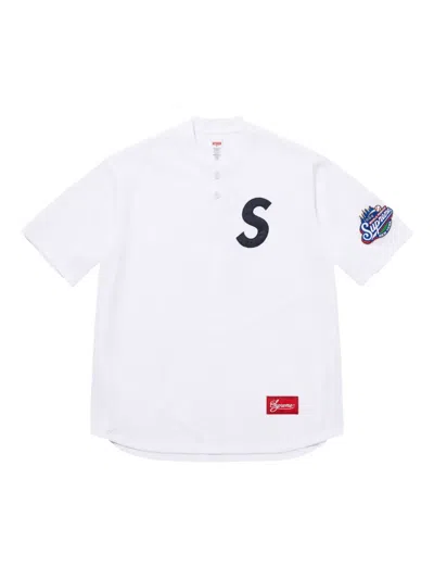 Supreme S Logo Henley Top In White