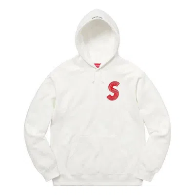 Supreme S Logo Hoodied 'whte Red' In White