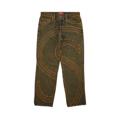 Pre-owned Supreme S Logo Loose Fit Jean 'dirty' In Green