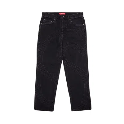 Pre-owned Supreme S Logo Loose Fit Jean 'washed Black'