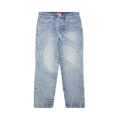Pre-owned Supreme S Logo Loose Fit Jean 'washed Blue'
